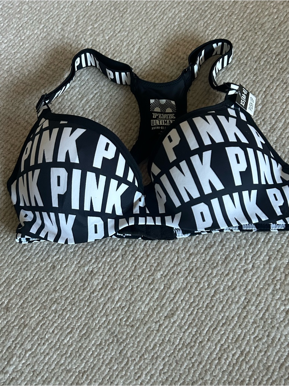 Victoria's Secret PINK Black and White Racerback Bra